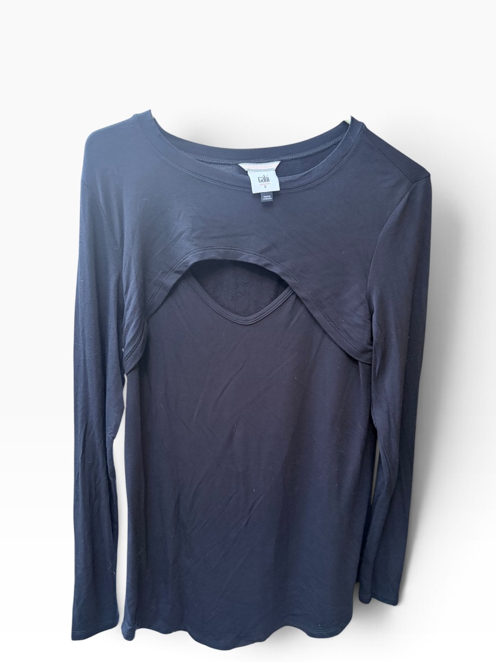 Cabi small Cutout Long-Sleeve Top - Black rayon